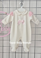 Load image into Gallery viewer, Girls Ivory Pink Romper All In One Soft Cotton