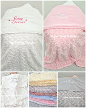 Load image into Gallery viewer, Personalised Baby Blanket Supersoft Rosebud Design X 6 Colours  , Disney Font