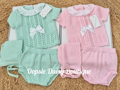 Baby Girls Spanish Knitted Jam Set, Size 0-3mth