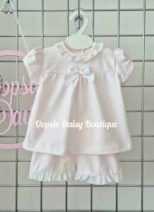 Girls Pink Shorts Set Soft Cotton