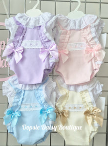 Pretty Waffle Romper & Blouse Set