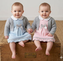 Load image into Gallery viewer, Baby Girls Ribbon Dress &amp; Bolero Cardigan Set