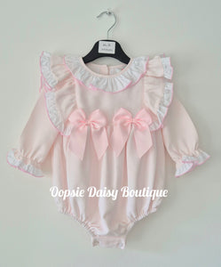 Girls Pretty Pink Waffle Romper