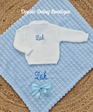 Load image into Gallery viewer, Personalised Ribbon Blanket &amp; Cardigan Set, Boys &amp; Girls