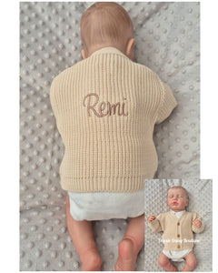 Personalised Baby Cardigan Colour Beige  - Dandelion