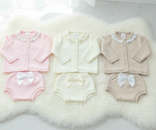 Load image into Gallery viewer, Baby Girls Knitted Cardigan &amp; Bloomer Set - Portuguese Baby Clothing