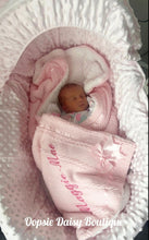 Load image into Gallery viewer, Personalised Blanket &amp; Pom Pom Hat Set , Blue or Pink
