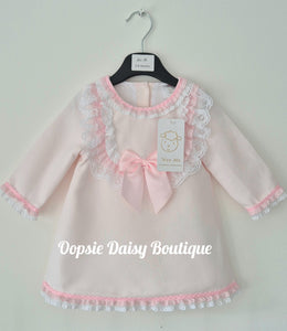 Girls Pink Ribbon Waffle Dress