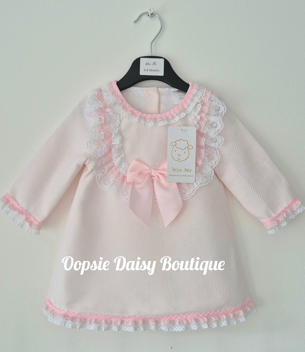 Girls Pink Ribbon Waffle Dress