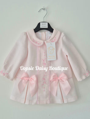 Girls Pretty Pink Ribbon Waffle Dress