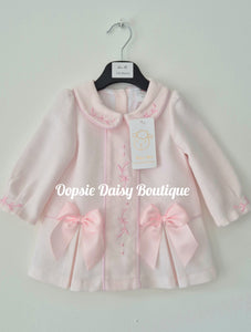 Girls Pretty Pink Ribbon Waffle Dress