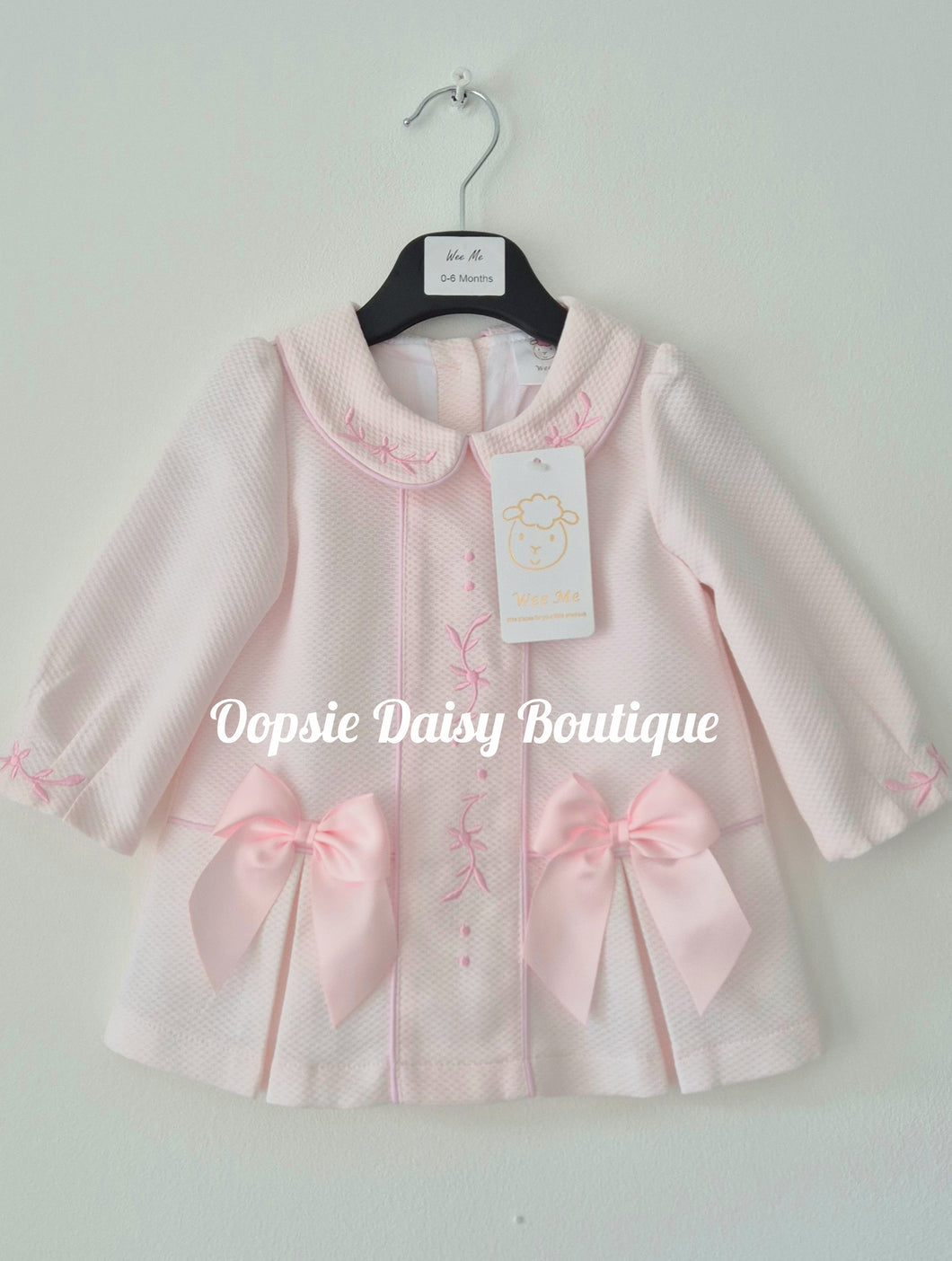 Girls Pretty Pink Ribbon Waffle Dress