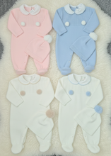 Load image into Gallery viewer, Baby Knitted Pom Pom Sleepsuit &amp; Hat Set - Portuguese Baby Clothing