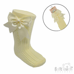 Girls Knee High Large Ribbon Socks