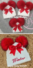 Load image into Gallery viewer, Personalised Hat Baby Girls Knitted Pom Pom