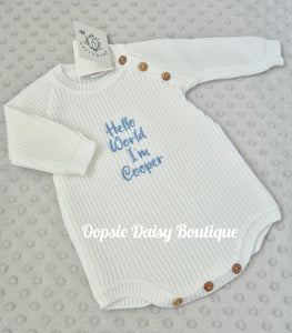 Unisex Hello World Personalised Romper