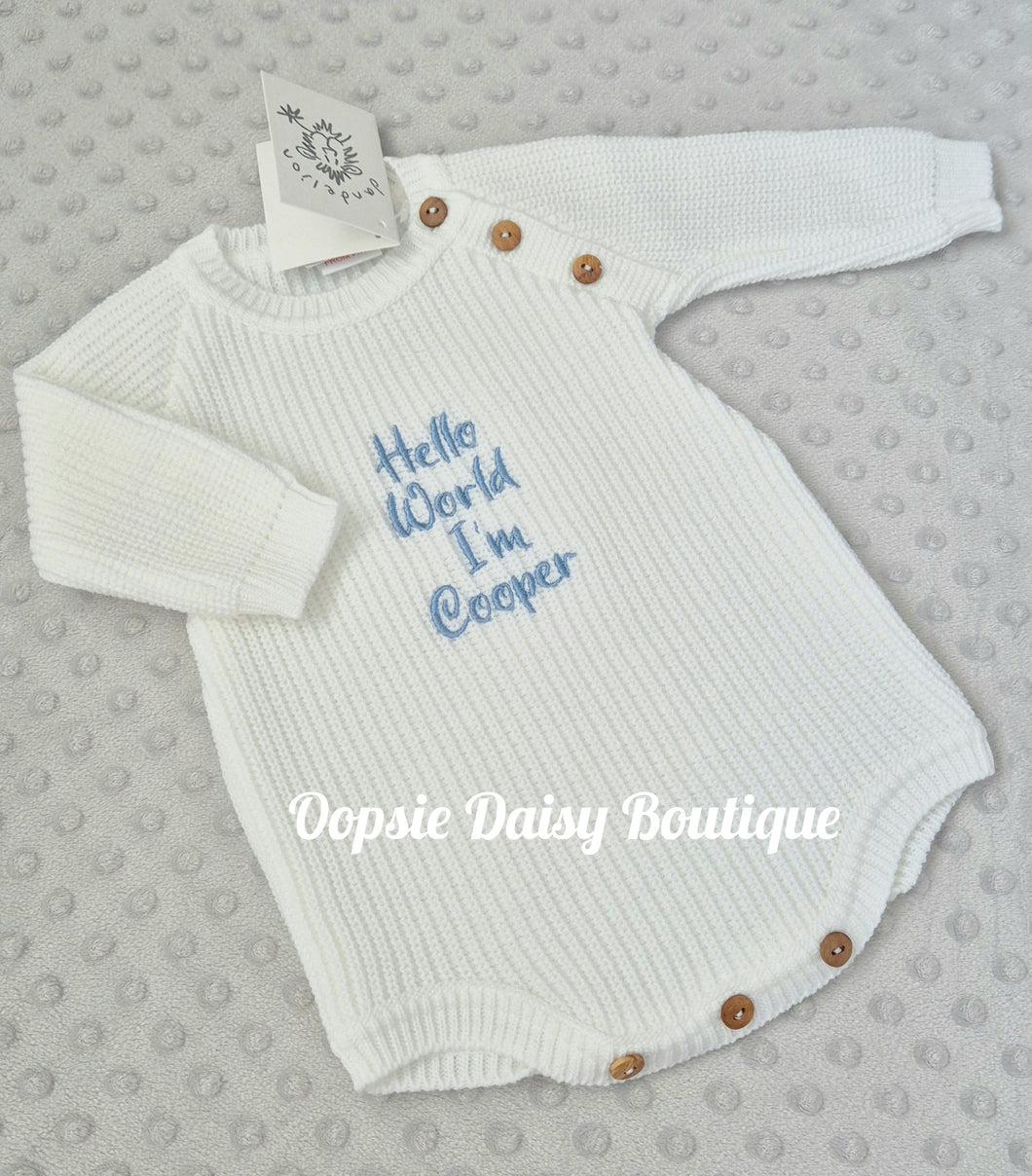 Unisex Hello World Personalised Romper