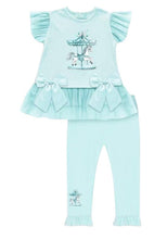Load image into Gallery viewer, Girls Mint Green Carousel Pony Set with Headband