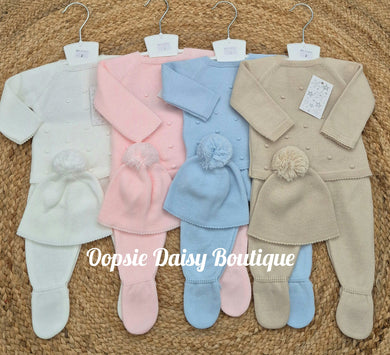 Knitted Trouser Set with Matching Hat