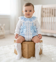 Load image into Gallery viewer, Pretty Blue Ribbon Romper &amp; Blouse Set