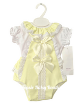 Load image into Gallery viewer, Girls Lemon Ribbon Romper &amp; Blouse Set