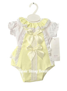 Girls Lemon Ribbon Romper & Blouse Set