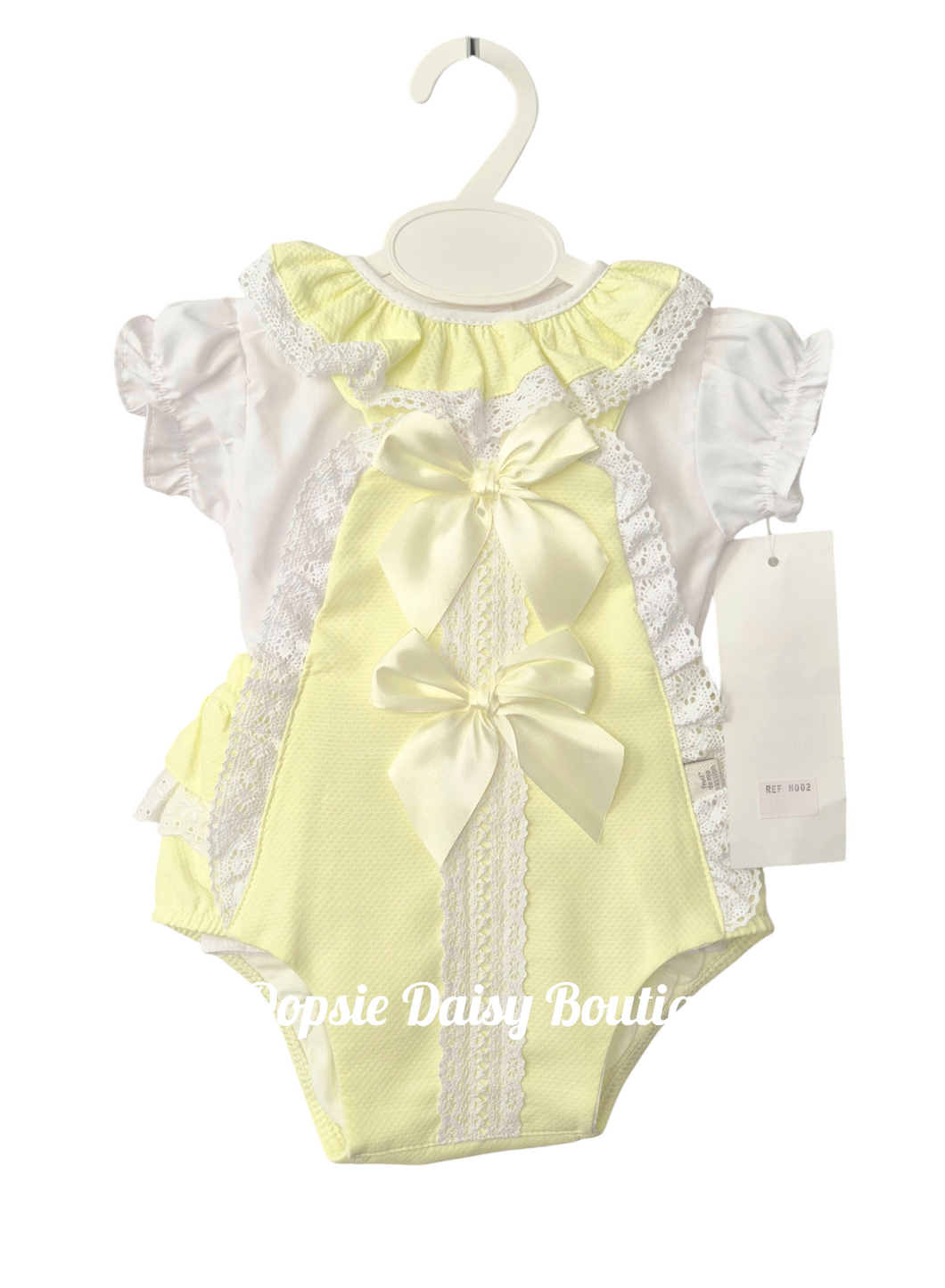 Girls Lemon Ribbon Romper & Blouse Set