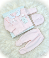Load image into Gallery viewer, Baby Girls Baby Pink Knitted Trouser Set - Size Newborn