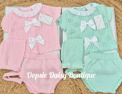 Baby Girls Spanish Knitted Jam Set, Size 0-3mth