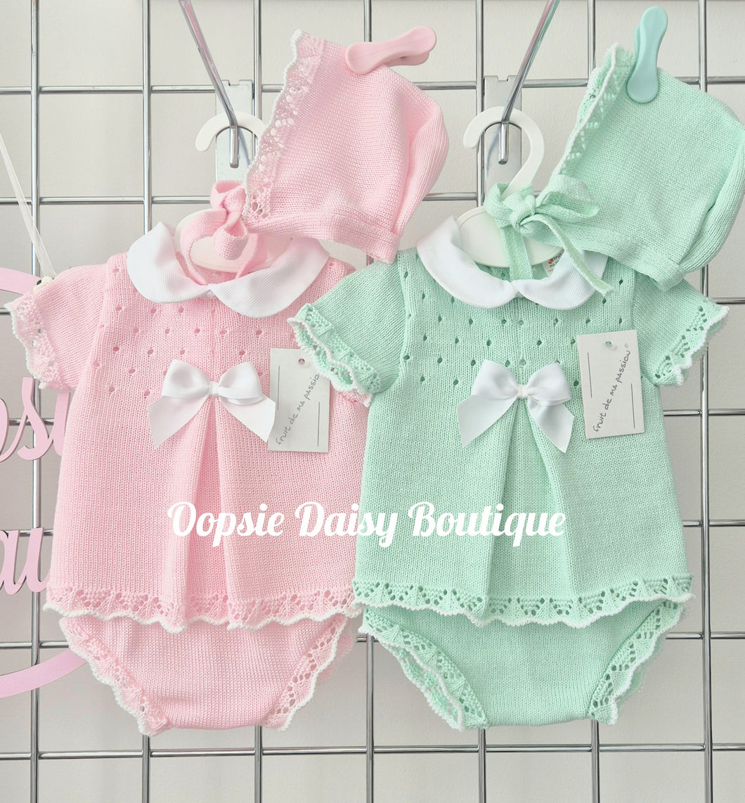 Baby Girls Spanish Knitted Jam Set, Size 0-3mth