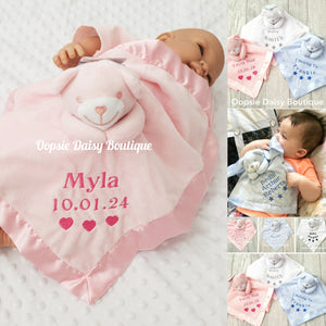 Personalised Baby Comforter Teddy Bear Design