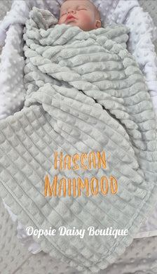 Personalised Grey Baby Blanket Supersoft