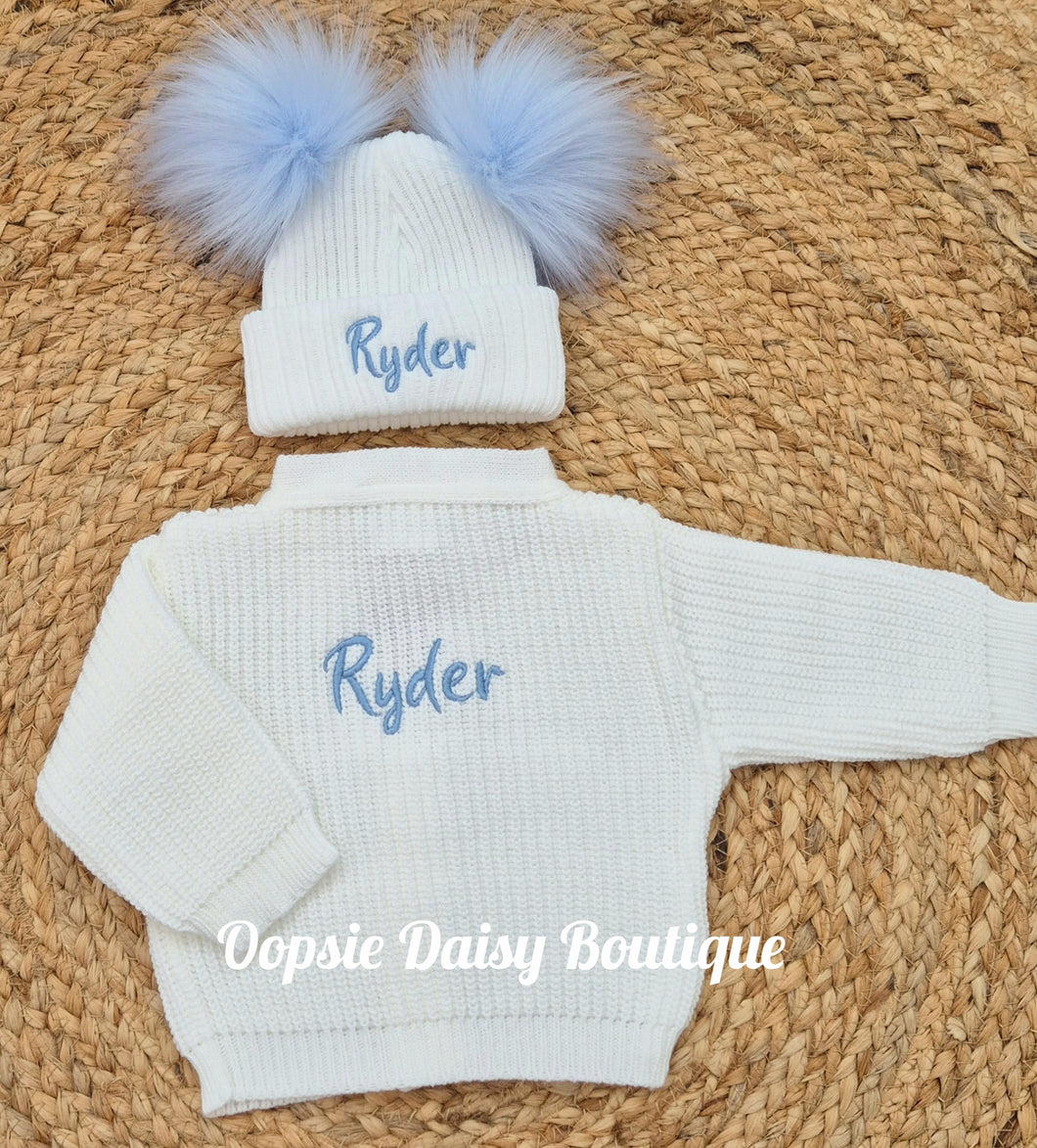Personalised Cardigan & Hat Set - Boys & Girls