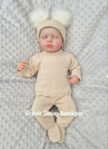 Beige Knitted Trouser Suit - Dandelion