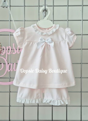 Girls Pink Shorts Set Soft Cotton