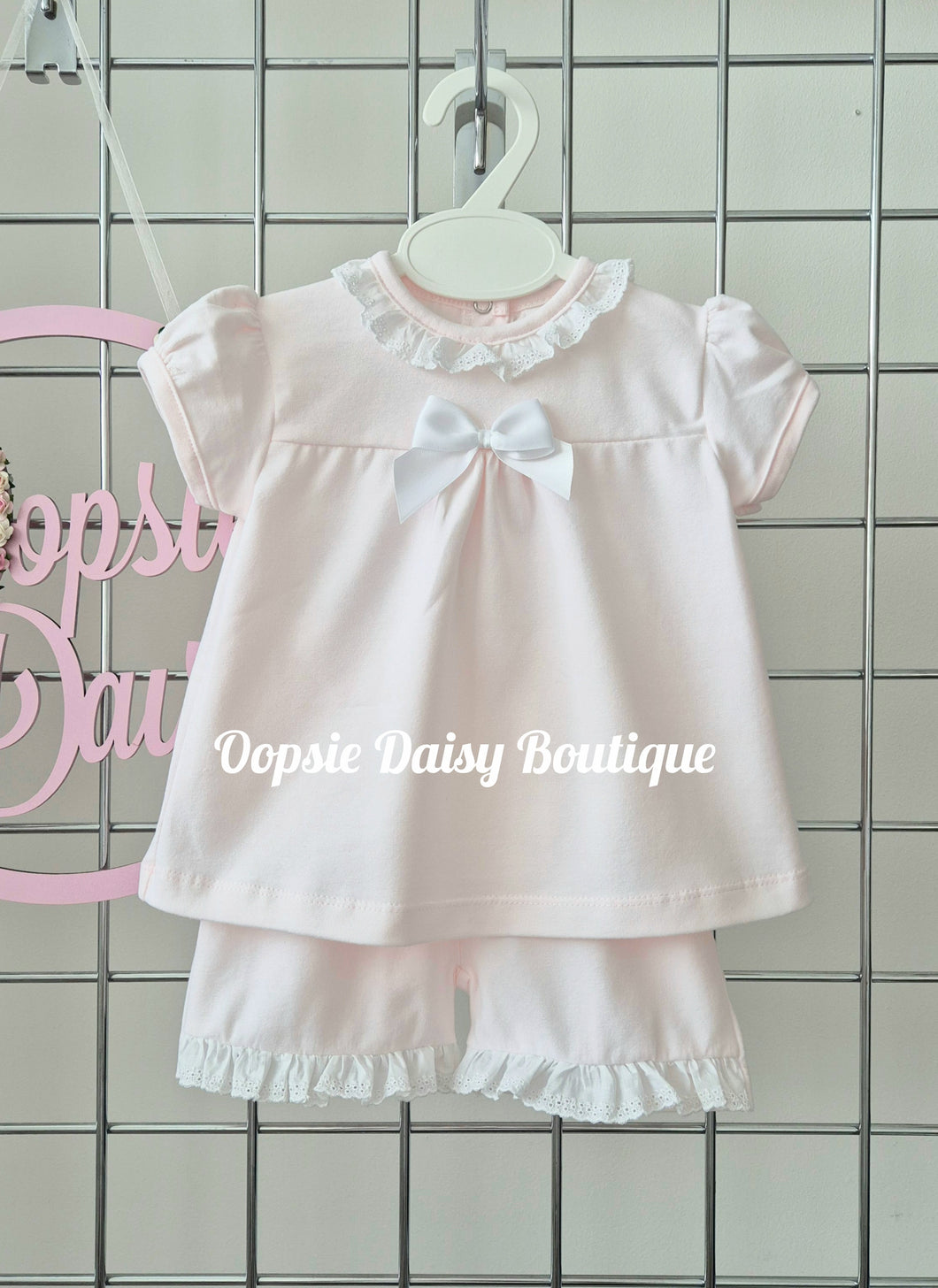 Girls Pink Shorts Set Soft Cotton