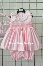 Load image into Gallery viewer, Baby Girl Hand Smocked Dress &amp; Knickers Set