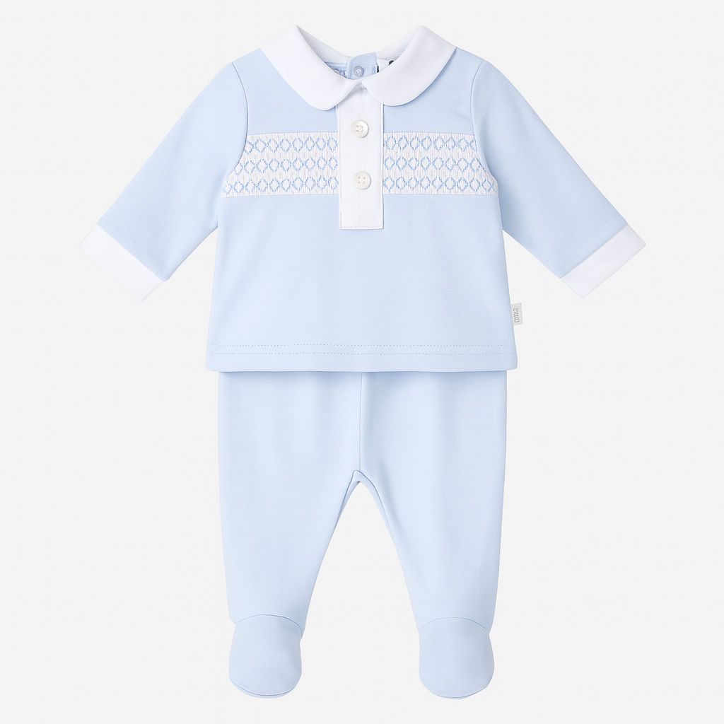 Boys Blue Trouser Set with Smocking