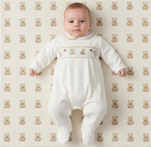 Load image into Gallery viewer, Baby Smocked Teddy Bear Romper