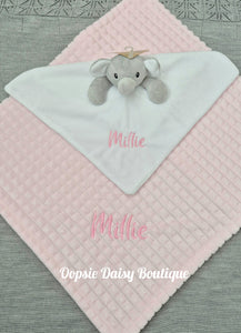 Personalised Pink Blanket & Elephant Comforter Set