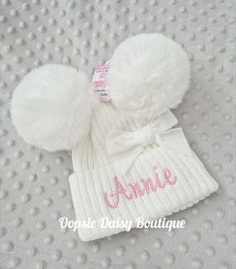 Personalised Pom Pom Hats Size 0-12mth