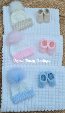Newborn Baby Blanket,Hat & Booties Set