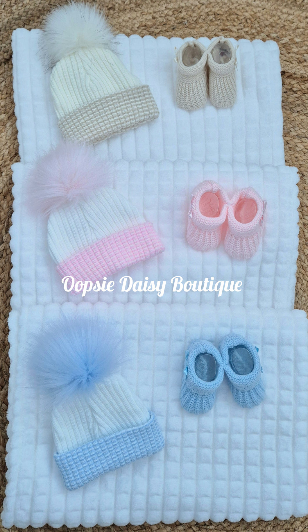 Newborn Baby Blanket,Hat & Booties Set