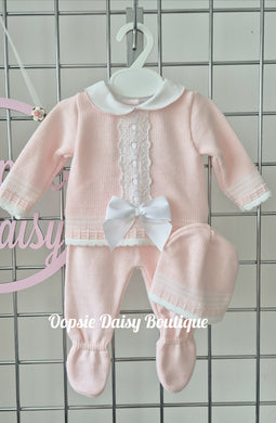 Pink Knitted Set with Hat, Size Newborn