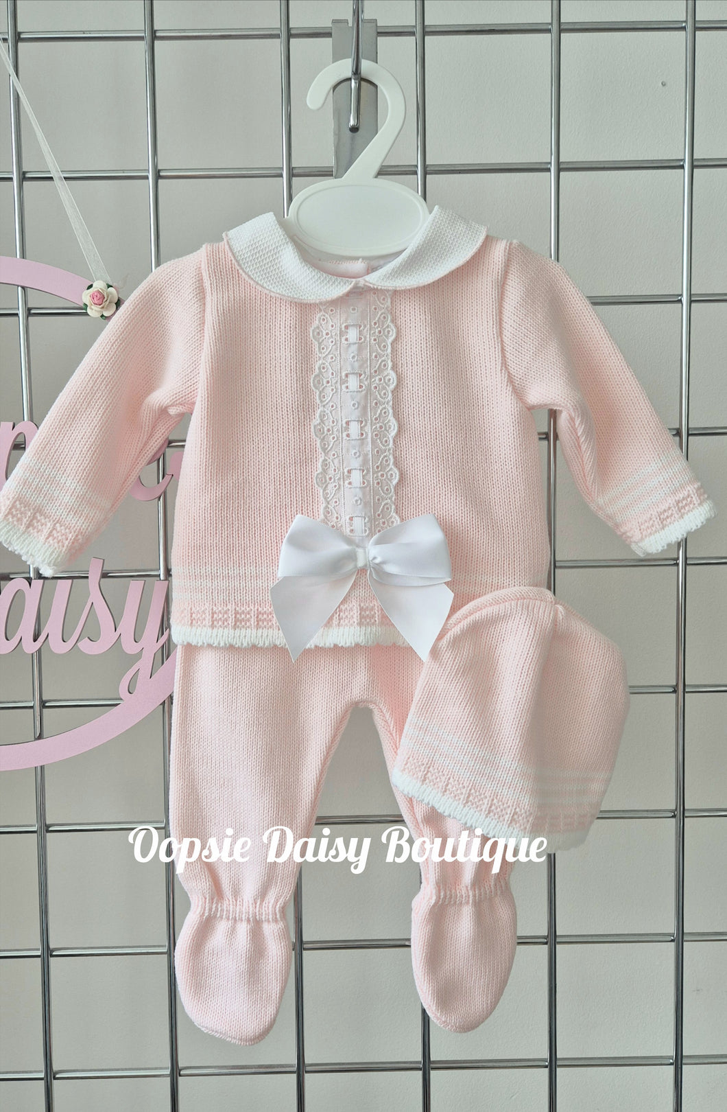 Pink Knitted Set with Hat, Size Newborn