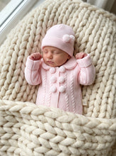 Load image into Gallery viewer, Baby Knitted Pram Coat &amp; Hat Set - Pink, Blue or Beige