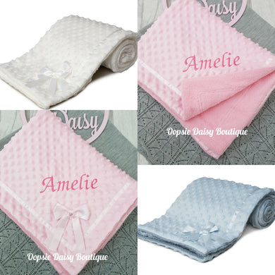 Personalised Baby Blanket Super Thick & Cosy with Ribbon