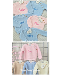 Personalised Jumper Chunky Knit Boys & Girls Dandelion Baby