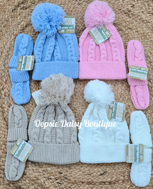 Hat & Mittens Set, Size 0-12mth