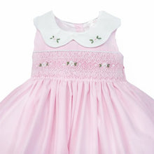 Load image into Gallery viewer, Baby Girl Pink Cotton Hand Smocked Petal Collar Dress